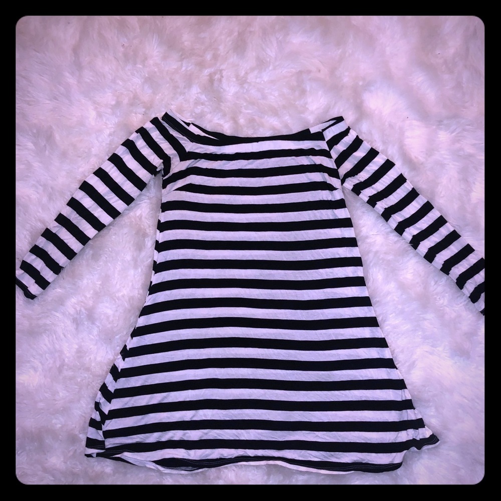 Black/white striped dress